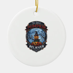 Great Pumpkin Believer Scarecrow Witch Hat Hallowe Ceramic Tree Decoration