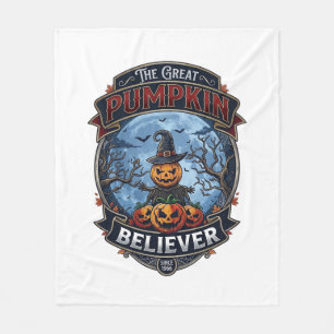 Great Pumpkin Believer Scarecrow Witch Hat Hallowe Fleece Blanket