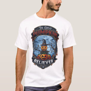 Great Pumpkin Believer Scarecrow Witch Hat Hallowe T-Shirt