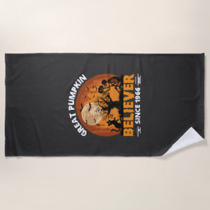 Great Pumpkin Believer Since Halloween Skeleton Ca Beach Towel