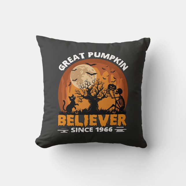 Great Pumpkin Believer Since Halloween Skeleton Ca Cushion (Front)