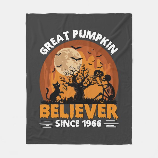 Great Pumpkin Believer Since Halloween Skeleton Ca Fleece Blanket (Front)