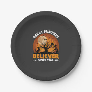 Great Pumpkin Believer Since Halloween Skeleton Ca Paper Plate