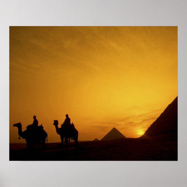 Great Pyramids of Giza, Egypt at sunset Poster (Front)
