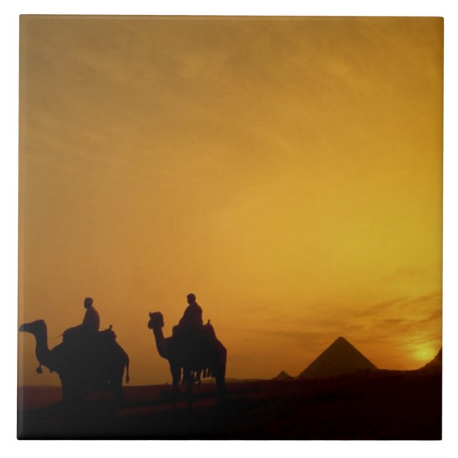 Great Pyramids of Giza, Egypt at sunset Tile (Front)