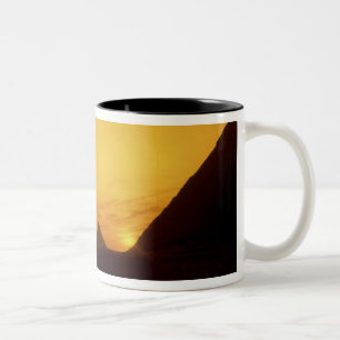 Great Pyramids of Giza, Egypt at sunset Two-Tone Coffee Mug