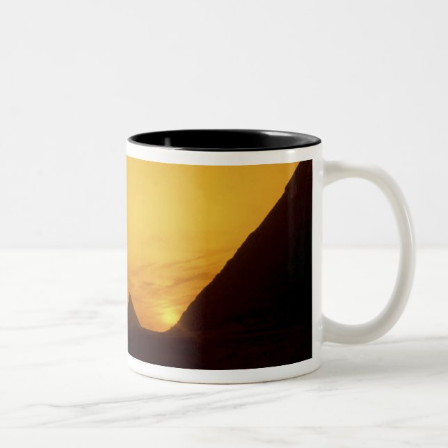Great Pyramids of Giza, Egypt at sunset Two-Tone Coffee Mug (Right)