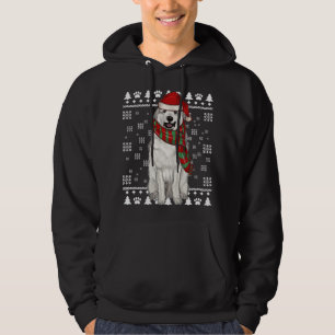 Great Pyrenee Dog Santa Hat Xmas Ugly Christmas Hoodie