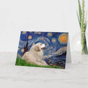 Great Pyrenees 2 - Starry Night Card