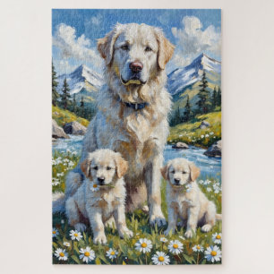 Great Pyrenees Alpine Valley Art Jigsaw Puzzle