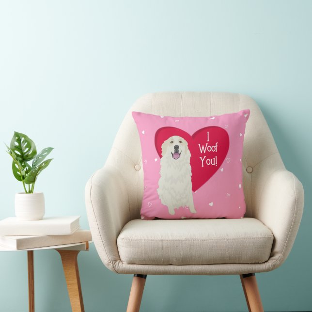 Great Pyrenees Badger Markings Valentines Day Cushion (Chair)