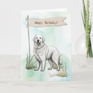 Great Pyrenees Breed Dog Under Birthday Sign Card