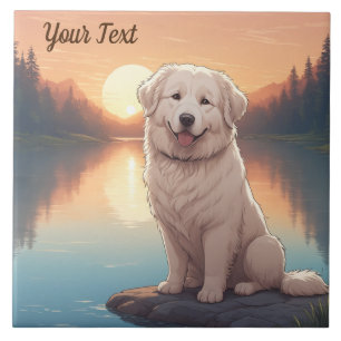 Great Pyrenees by Lake Tile