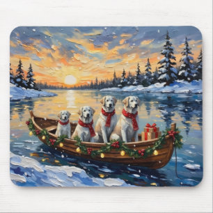 Great Pyrenees Christmas Boat Holiday Mouse Mat