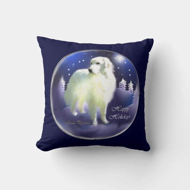 Great Pyrenees Christmas Cushion (Front)