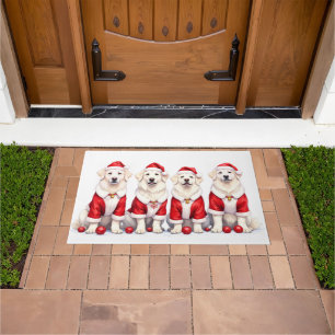 Great Pyrenees Christmas Dress Santa Hat Doormat