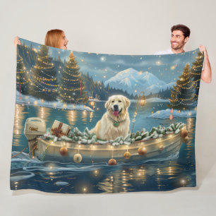 Great Pyrenees Christmas Festive Voyage Fleece Blanket