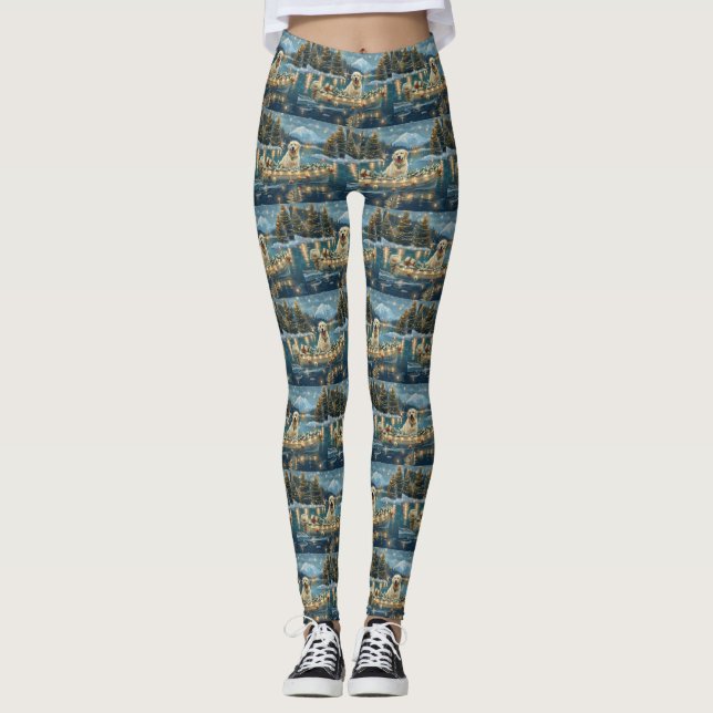 Great Pyrenees Christmas Festive Voyage Leggings (Front)
