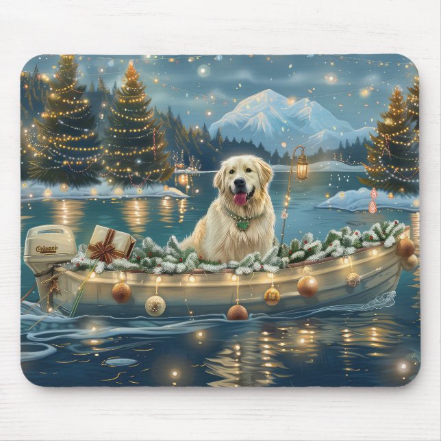 Great Pyrenees Christmas Festive Voyage Mouse Mat (Front)