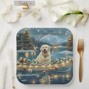Great Pyrenees Christmas Festive Voyage Paper Plate