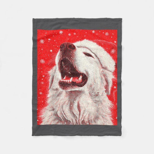 Great Pyrenees Christmas  Fleece Blanket (Front)