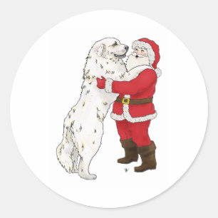 Great Pyrenees Christmas Greeting Classic Round Sticker