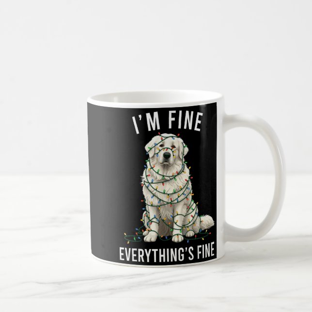 Great Pyrenees Christmas I'm Fine Everything Is Fi Coffee Mug (Right)