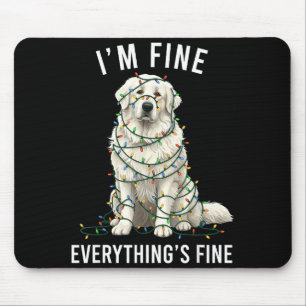 Great Pyrenees Christmas I'm Fine Everything Is Fi Mouse Mat