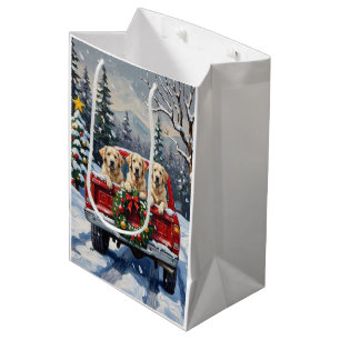 Great Pyrenees Christmas Red Truck Holiday Medium Gift Bag