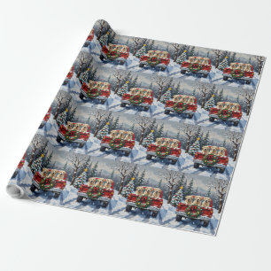 Great Pyrenees Christmas Red Truck Holiday Wrapping Paper