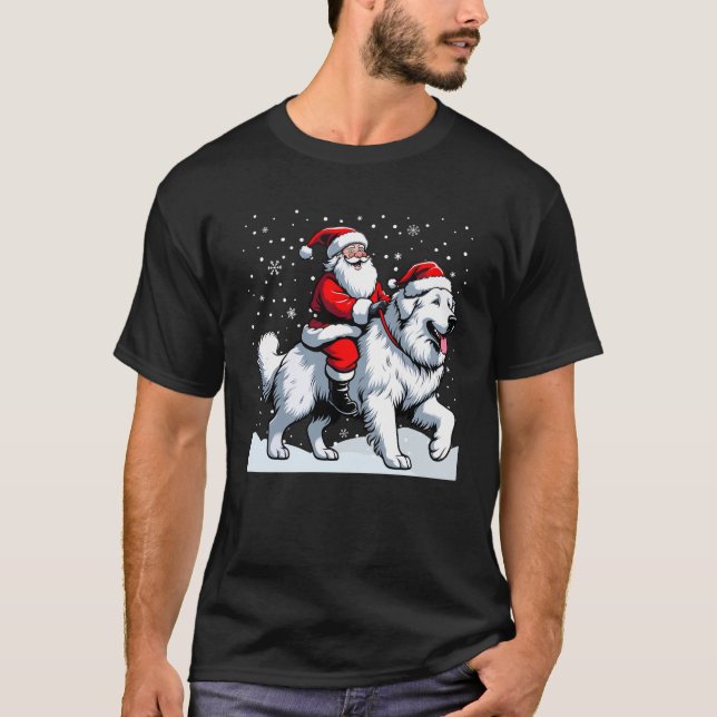 Great Pyrenees Christmas Santa Christmas Great Pyr T-Shirt (Front)