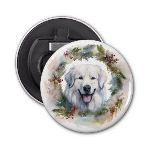 Great Pyrenees Christmas Wreath Festive Pup Bottle Opener