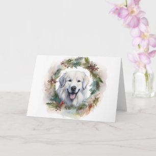 Great Pyrenees Christmas Wreath Festive Pup  Card