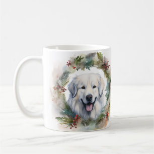 Great Pyrenees Christmas Wreath Festive Pup Coffee Mug