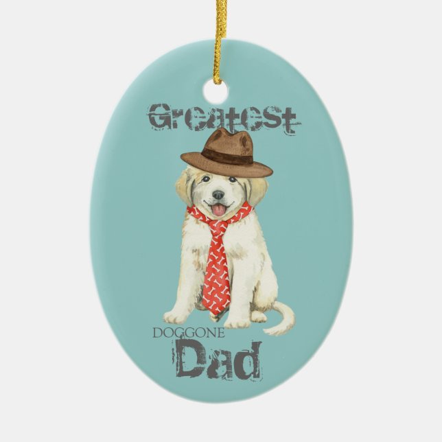 Great Pyrenees Dad Ceramic Ornament (Front)