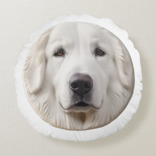 Great Pyrenees Dog 3D Inspired Round Cushion