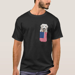 Great Pyrenees Dog American Flag Patriotic 4th of T-Shirt