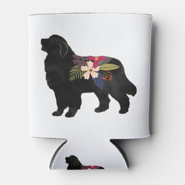 Great Pyrenees Dog Breed Boho Floral Silhouette Can Cooler (Front)