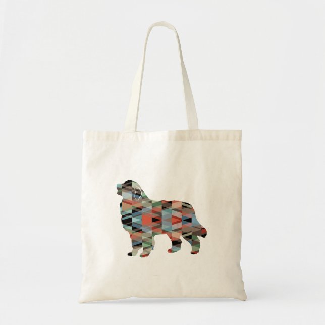 Great Pyrenees Dog Breed Geo Silhouette Plaid Tote Bag (Front)