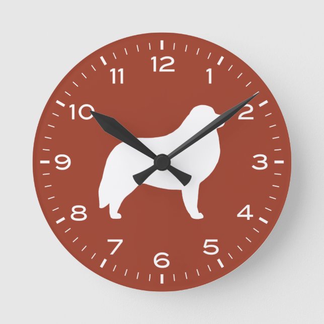 Great Pyrenees Dog Breed Silhouette Round Clock (Front)