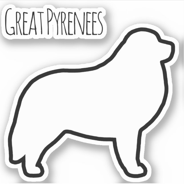 Great Pyrenees Dog Breed Silhouette Vinyl Sticker (Front)