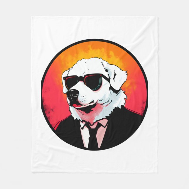 Great Pyrenees Dog Businessman   Fleece Blanket (Front)
