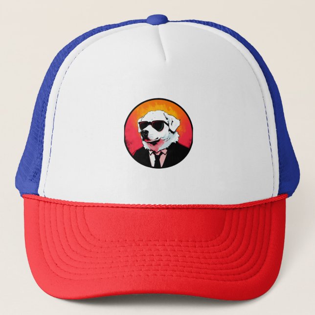 Great Pyrenees Dog Businessman   Trucker Hat (Front)