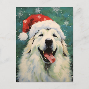 Great Pyrenees dog Christmas brush painting artwor Postcard