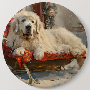Great Pyrenees Dog Christmas Festive 6 Cm Round Badge