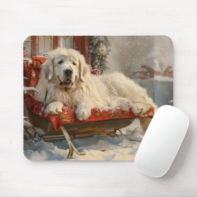 Great Pyrenees Dog Christmas Festive Mouse Mat (With Mouse)