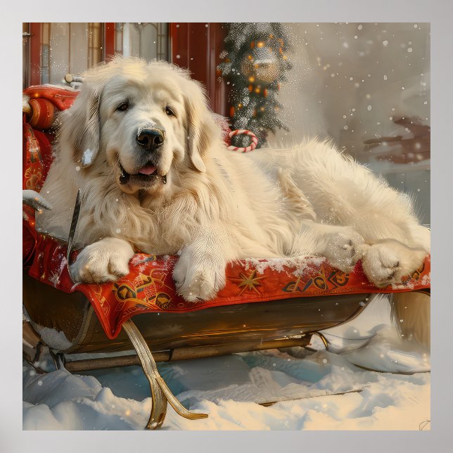 Great Pyrenees Dog Christmas Festive Poster (Front)