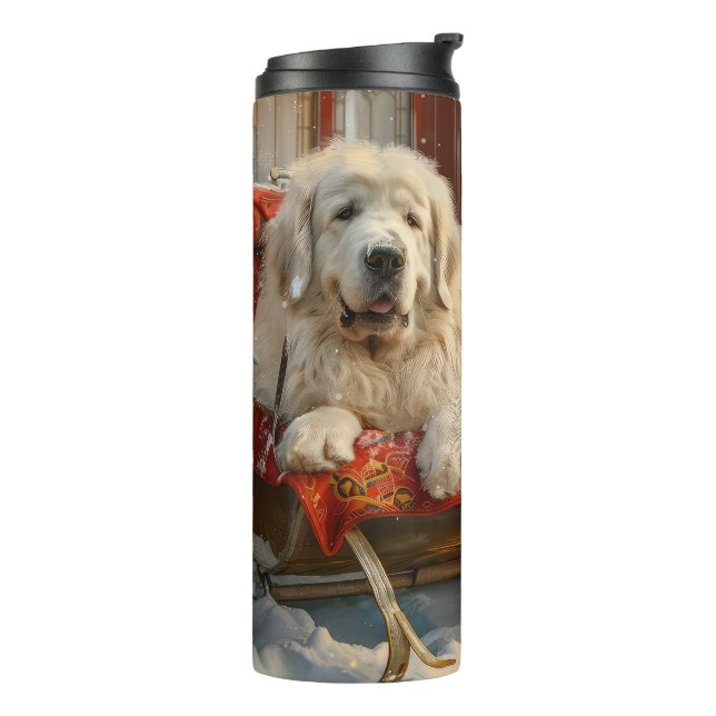 Great Pyrenees Dog Christmas Festive Thermal Tumbler (Rotated Left)