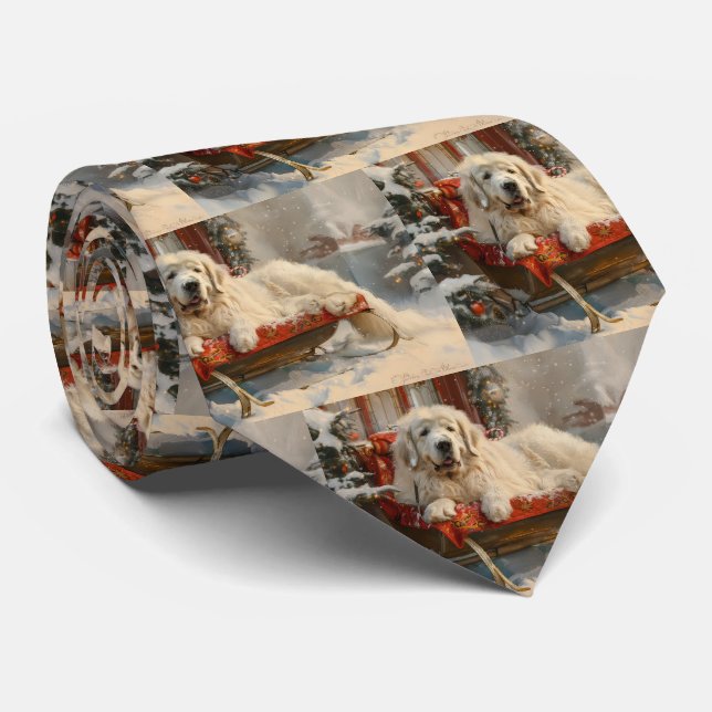 Great Pyrenees Dog Christmas Festive Tie (Rolled)