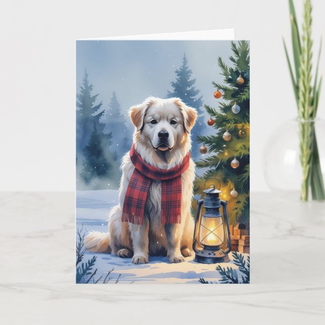 Great Pyrenees Dog Christmas Greeting Card (Front)